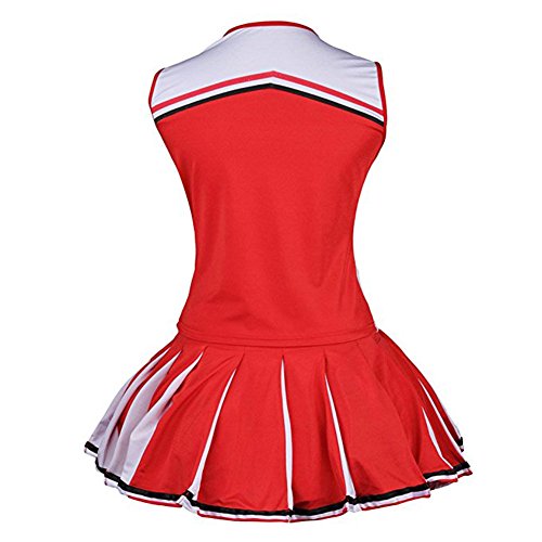 Tollbuy Vestido cosplay feminino de uniforme de líder de torcida, vermelho, pequeno