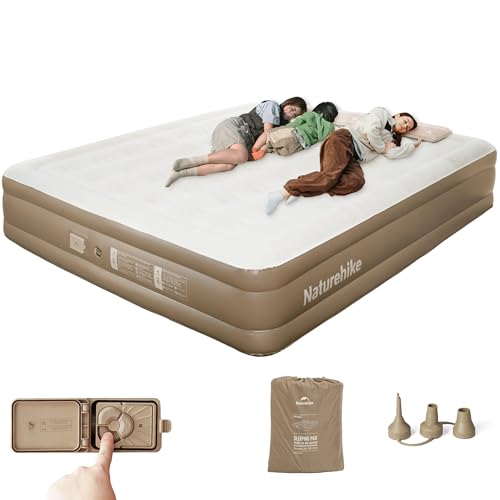 Naturehike Luftmatratze 3 Personen Selbstaufblasend mit Akkupumpe - Aufblasbares Gästebett 200x180x38cm für Camping & Zuhause, Leicht, Bequem und Schnell aufblasbar