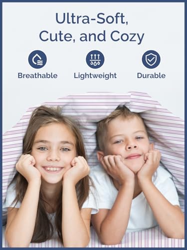 Image of Kids Twin Pink Stripes Bed Sheets - 3 Piece Kids Pink Stripes Sheet Set
