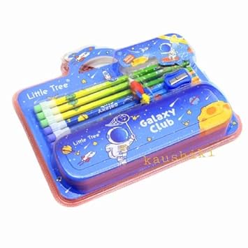 Kaushiki Enterprises Unicorn Stationary Kit and Unicorn Sequin Pen Pencil Pouch/Stationery Combos for Girls Kids (Space Astronaut Stationary Kit)