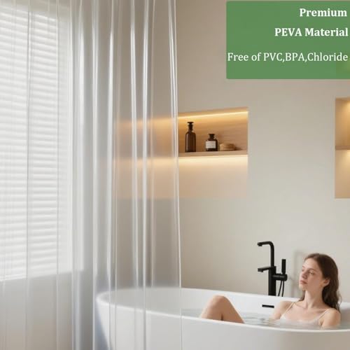 Tonnali Long Shower Curtain Liner,72x75 Inch Length PEVA Clear Plastic Tall Shower Liner with 6 Magnets for Bathroom, Lightweight & Waterproof with Rustproof Grommets by Tonnali - Image 4
