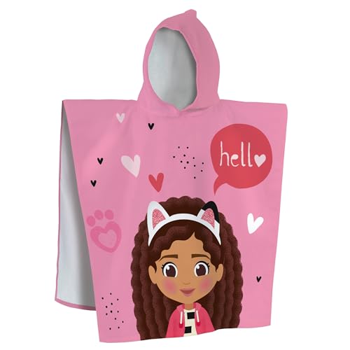Toalla con capucha y capa de baño infantil Gabby de algodón 60x120cm rosa 2