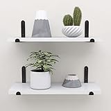 Afuly Wandregal Weiß Holz Schwarz Metall Regal Wand Hängeregal Badezimmer Kinderzimmer Küche Wohnzimmer Modern Deko 2er Set