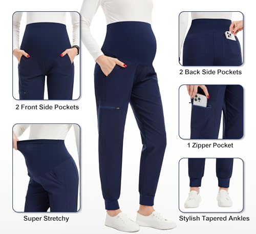 Image of PACBREEZE Women's Maternity Scrubs with 6 Pockets, Workwear Maternity Jogger Scrubs Pregnancy Pants, S-XXL