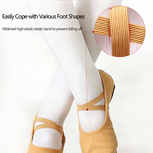 Meninas Ballet Shoes, Lona Split Leather Sole Sapatos de Dança para Crianças Mulheres Yoga Ginástica