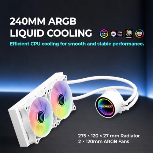 Gabinete Raidmax i801 Aqua View con panel de vidrio templado, diseño panorámico sin estructura de esquina, incluye 3 ventiladores ARGB y soporte para refrigeración líquida de 360 mm y GPU de 400 mm (Combo blanco) miniatura 5