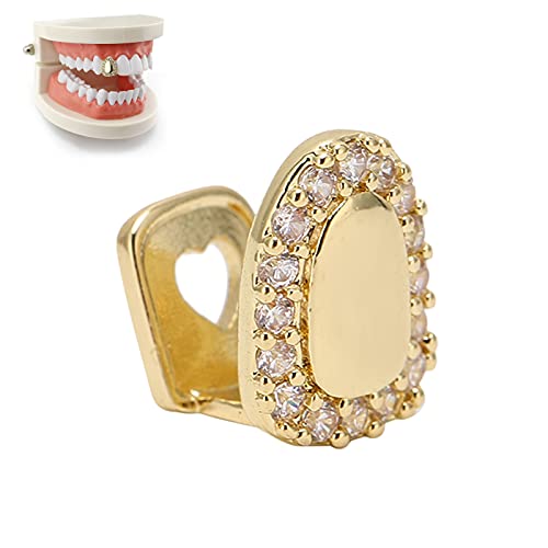 Marvellous Diente de Hip Hop, Brillante Diente Falso de Hip Hop Único Decoración de Festival de Halloween para Hombres Mujeres La mayoría de los tamaños de Dientes(Gold) Cover
