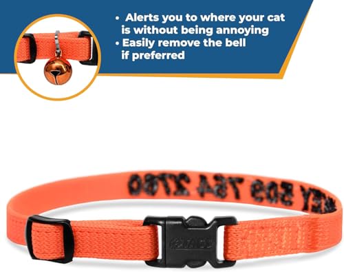 GoTags Personalized Cat Collars with Breakaway Safety Release Buckle Custom | Embroidered Cat Collar with Pet Name and Phone Number, Adjustable Nylon ID Collar with Bell for Cat or Kitten (Pack of 1) - Image 6