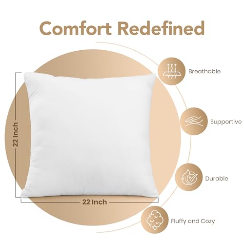 Image of Utopia Bedding Outdoor Pillow Inserts 22 x 22 Inches (Pack of 2, White), Water Resistant Garden Throw Pillows for Patio and Porch Furniture