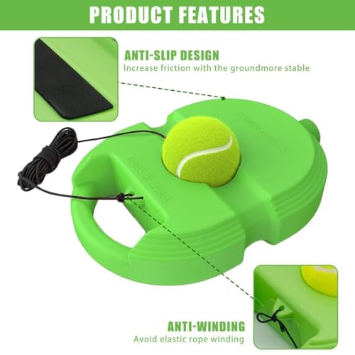 Image of Tennis Trainer Rebound Ball Set | Solo Tennis Practice Trainer with Elastic Rebound String & Heavy Stable Base | Self Training Equipment for Kids & Adults (Round)