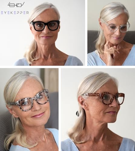 Image of Eyekepper 5 Pack Oversized Reading Glasses - Retro Readers for Women Include 2 Pairs Black +0.50