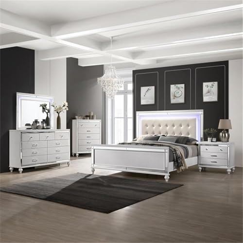 New Classic Valentine 4-Piece Wood Queen Bedroom Set with Nightstand in White