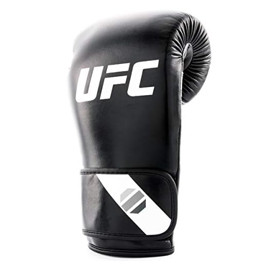 UFC Herren Fitness Training Glove Boxhandschuhe, Schwarz/Weiß/Silber, 6 oz