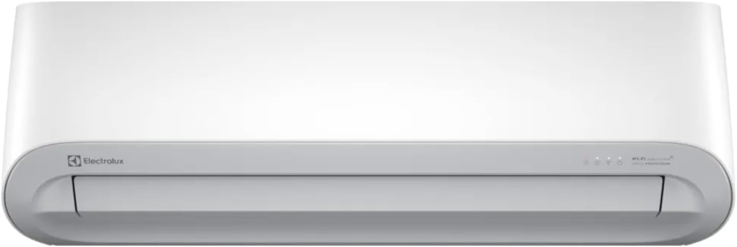 Imagem frontal do ar-condicionado com fundo neutro, permitindo que o produto se destaque.