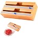 Bambus Folienspender Folienschneider mit Schneidevorrichtung und Etiketten, Folienabroller 33,7 x 14,5 x 7,5 cm Organizer Spender für Aluminiumfolie, Frischhaltefolie, Wachspapier, Pergamentpapier