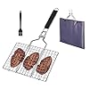 3 PCS BBQ Grill Net roestvrijstalen Barbecue Clip Turkije Visvlees Barbecuebarbecueklemkool Grillkeuken, Barbecue Net+Borstel+Oxford Tas
