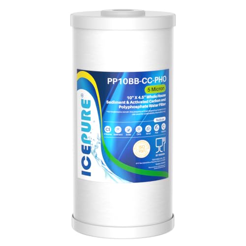 Image of ICEPURE 5 Micron 10 inch x 4.5 inch Whole House Sediment Activated Carbon and Anti Scale Water Filter Compatible with GE FXHTC, GXWH40L, Whirlpool WHKF-GD25BB GXWH35F Dupont WFHD13001 RFC-BBSA W50PEHD, 1PACK