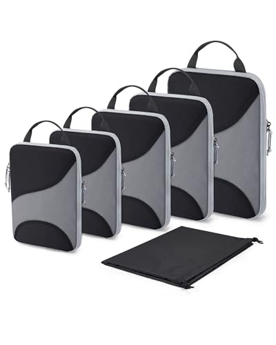 Bagsmart Compression Packing Cubes (Jet Black, 6 Set)