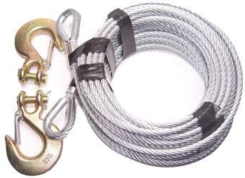 Advantage 3/8", 7x19, Galvanized Steel Tow Cable, 14400 lb Breaking Strength (100 ft with 3/8" G70 Clevis Slip Hooks)