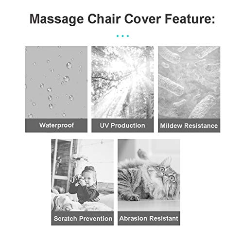 Waterproof Full Body Shiatsu Massage Chair Cover, Zero Gravity Single Recliner Chair Dustproof Protector Cover, 59x39x55 Inch - Thumbnail 4
