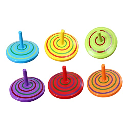 MOLUCKFU 6 Piezas Peonza De Madera Diversiones Dreidel Juguetes De Peonza para Bebes Juguetes De Giroscopio para Novedad Peonzas para Peonza para Peonza De Colores Circo