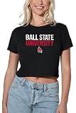 Ball State University Official Stacked Women's Crop Top T-Shirt, Black, Small