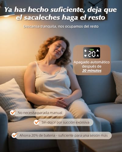 Miniatura 5 de KISSBOBO K5 Sacaleches electricos,19 niveles 4 modos,280mmHg fuerte potencia de succión sacaleches manos libres,indoloro saca leche materna electrico(Beige 1 Pieza)