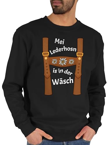 Sweater Pullover Sweatshirt Herren Damen - Kompatibel mit Oktoberfest - Meine Lederhose ist in der Wäsche - Mei Lederhosn is in da Wäsch - XL - Schwarz - trachten bayrische lederhosen octoberfest