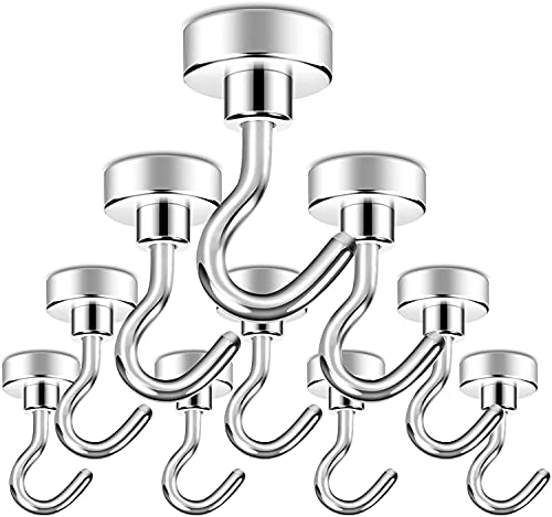 Ganchos Magnéticos,10 PCS Imanes con Gancho 16MM Ganchos Imanes Ultra Potentes Imanes Ganchos con Neodimio para Frigoríficos Refrigeradores Puertas Armarios Soporte de Techo Llaves Cocina Oficina Cover