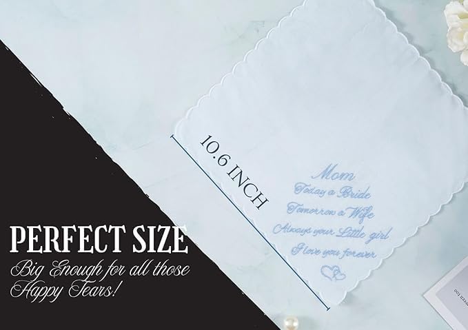 InnoBeta Mother of the Bride Gifts, Wedding Handkerchief For Happy Tears, Something Blue Handkerchiefs Set of 2 - Image 6