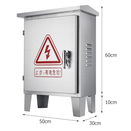 Outdoor Weatherproof Stainless Steel Electrical Box Enclosure, Floor-Standing Distribution Cabinet with Mounting Plate for Secure Electrical Project Storage
