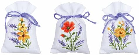 Vervaco Spring Cross Stitch Sachet Bag Gift Kit Flowers & Lavender image 2