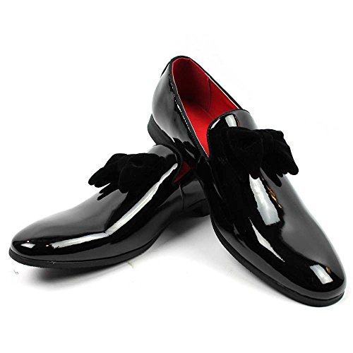 AZAR Tuxedo Slip Men's Dress Shoes Velvet Satin Bow On Top3