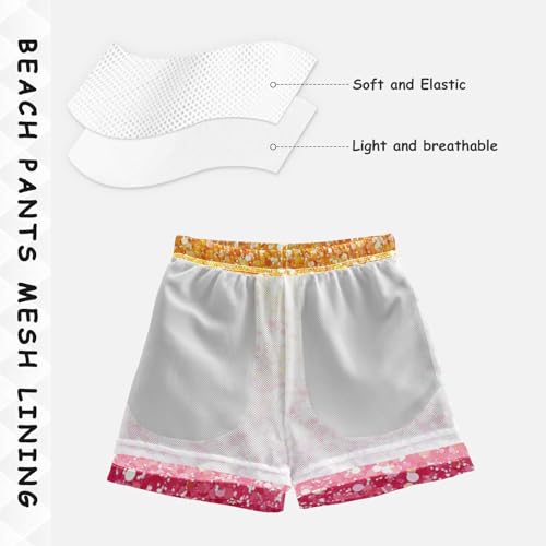 Pigsaly Boys Swim Trunks Coral Yellow Pink Gradient Flashing Glitter Boys Board Shorts Swimsuit Swimwear Bathing Suit 3T4