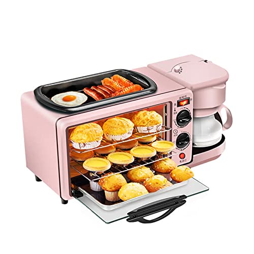 fikujap Stazione per la Colazione 3 in 1 Macchina per la Colazione, Forno Multifunzionale da 1050W con caffettiera e Piastra, Famiglia Portatile