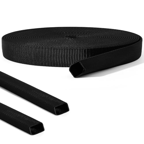 Image of Hanaive 26 ft Nylon Hydraulic Hose Protector Sleeve Tig Torch Cable Cover Black Protective Cover Hose Sheath Hydraulic Wrap Cutting Wire Sheath Sleeve Management Wrap for Cord Tig(3 /8 Inch Id)
