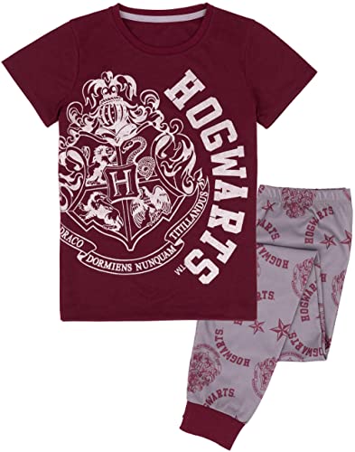 Harry Potter Pajamas Girls Kids Glitter Crest T-Shirt Trousers Pjs Set