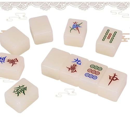 Juego de Mahjong chino con 144 fichas acrílicas miniatura 4