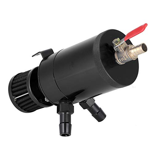 aqxreight Réservoir D'huile Universel en Alliage D'aluminium, Réservoir de Récupération avec Kit D'accessoires à 2 Ports (BLACK)