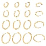UNICRAFTALE - Pendientes Huggie con aros de acero inoxidable dorado al oro 18 K, hipoalergénicos, componentes para creación de joyas para mujer, 15-30mm, Acero inoxidable