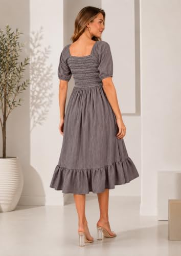 Image of Shreyam Girl's & Women's Solid A-Line Ruched Puff Sleeve Maxi Long Evening One Piece Long Dress for Women Stylish