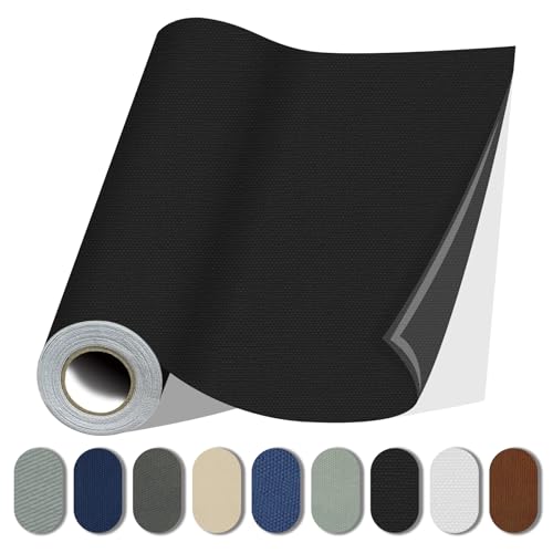 Lifeshoon Fabric Repair Patches Self-Adhesive Furniture Repair Tape DIY Couches Patches for Sofa Chair Clothing 3.5X79 Inch Black