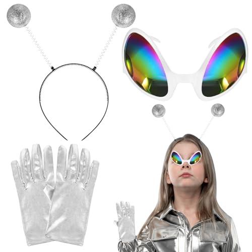 DE Kinder Mädchen Alien Kostüm Halloween Roboter Cosplay Outfit Metallic Kleid