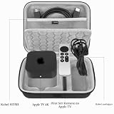 Geekria Sztywne etui podróżne, kompatybilne z Apple TV 4K (2024 3. gen / 2022 3. gen / 2021 2. gen) i Siri Remote (ciemnoszary)