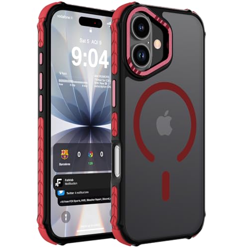 DEERLAMN Strong Magnetic Case for iPhone 17 6.3-Inch,[Compatible with Magsafe][Military Grade Drop Protection] Translucent Matte Shockproof Protective Phone Cover-Frosted Red by DEERLAMN - Used condition - US$11.98