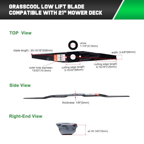 Image of Grasscool HRR2169VKA HRN216 Honda Lawn Mower Mulching Blades Replacement | Fit HRR216 HRR2169VYA HRR216VKA HRR216k10VKAA HRR216k9VKAA HRX217 HRN216VKAA 21 inch Walk-Behind,72531-VH7-000 72511-VH7-000