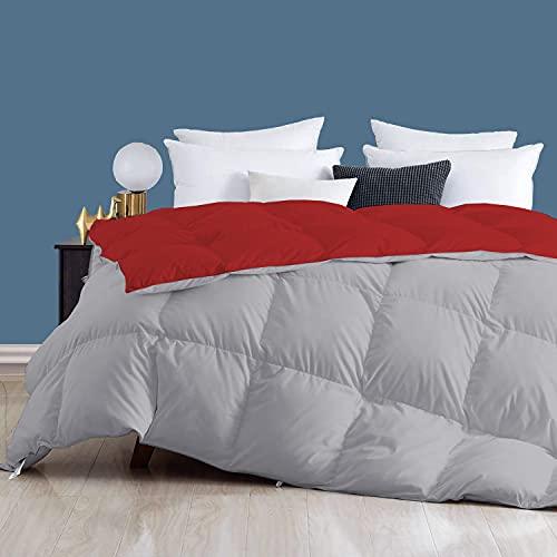 Image of Day Care - Hotel Quality-Down Alternative Reversible 400 GSM Comforter (92 inch x 106 inch Inches /233cm x 269cm) - Comforter King Size|Silver /Burgundy| TC - 450