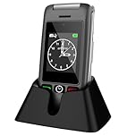 artfone G6 4G Unlocked Senior Cell Phone, Senior Flip Phone with Charging Dock for Elderly, Large Fonts, 2.4" Dual-LCD, SOS Button, Loud Speaker, 1300mAh Battery, Camera, Time Reporting - Grey