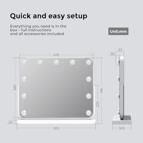 Heilmetz Hollywood Vanity Mirror 500x420 mm 11Bulbs, Dressing Table Mirrors with Lights, Light up Mirror Make up with 7x MagnifierLighting Dimmable and 3 Color Temperature for women - Image 4