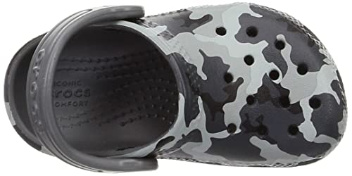 CROCS Classic Camo Clog T, Sandália Criança Unissex, Preto/Cinza, 27